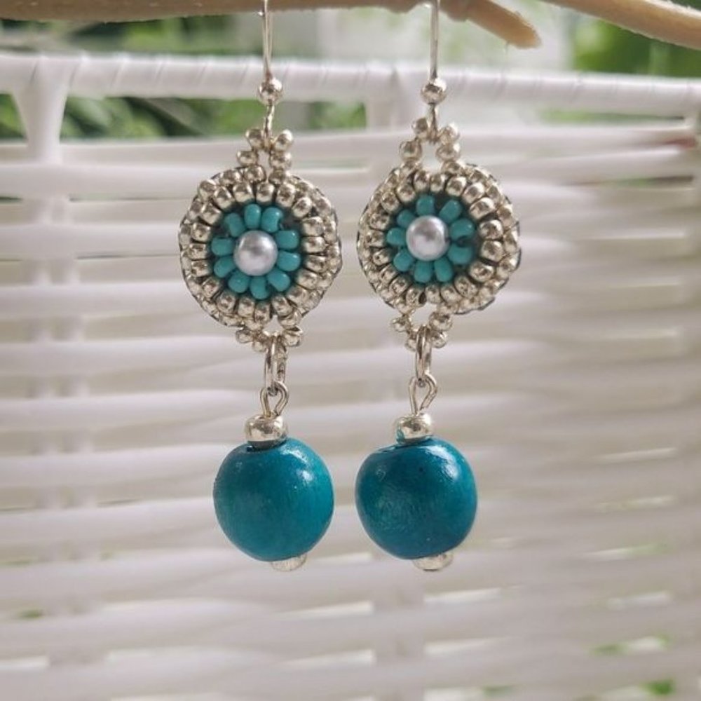 Wood?Dangle Bohemian Beaded Mini Earrings